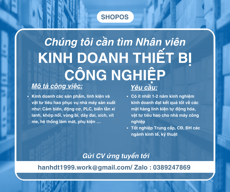NHÂN VIÊN KINH DOANH THIẾT BỊ ĐIỆN CÔNG NGHIỆP